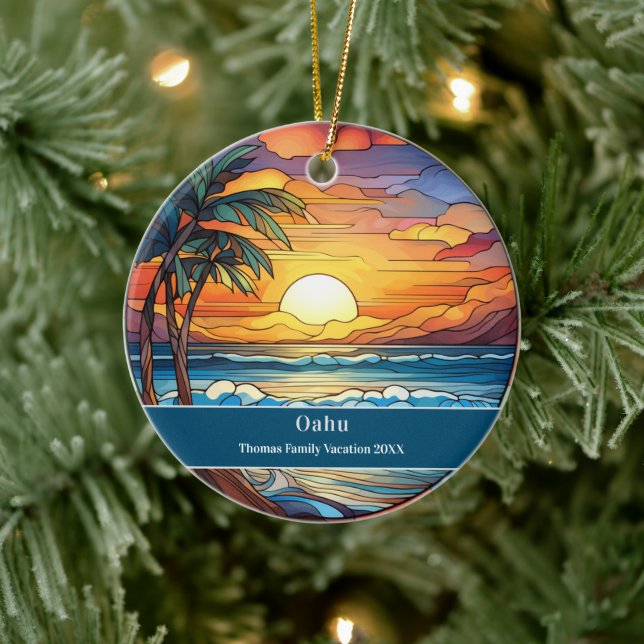 Oahu Beach Vacation Ceramic Tree Decoration (Tree)