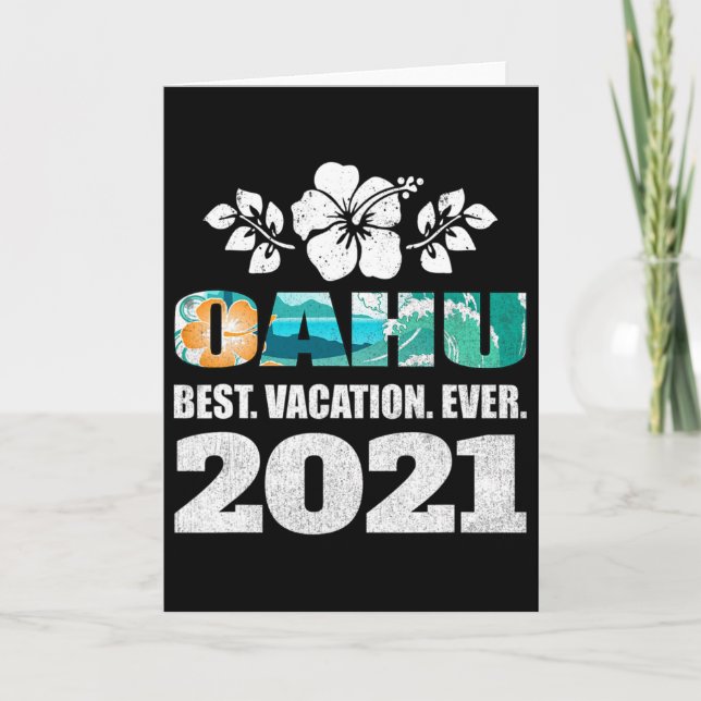 Oahu Best Vacation Ever Souvenir  Card (Front)