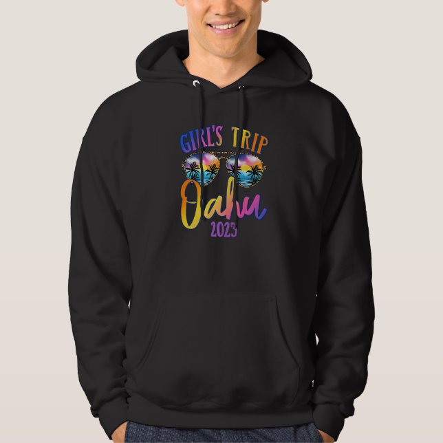 Oahu Hawaii 2023 Girls Trip Sunglasses Summer Girl Hoodie (Front)