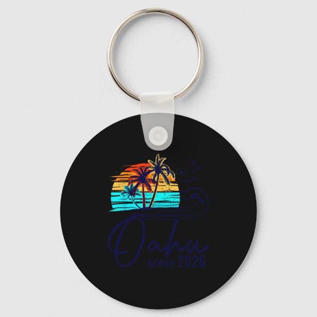 Oahu Hawaii 2026 Vacation Beach Matching Family Gr Key Ring (Front)