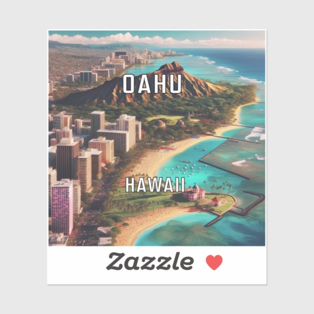 Oahu Hawaii 3 Inch Vinyl Sticker (Sheet)