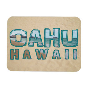 Oahu Hawaii Beach Photo Text Magnet
