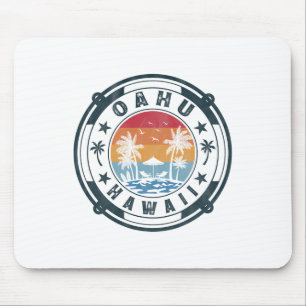 Oahu Hawaii Beach Summer Vacation Vintage Sunset Mouse Mat