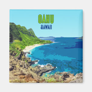 Oahu Hawaii Beach Vintage Magnet