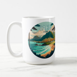 Oahu Hawaii Beach Vintage Retro Coffee Mug