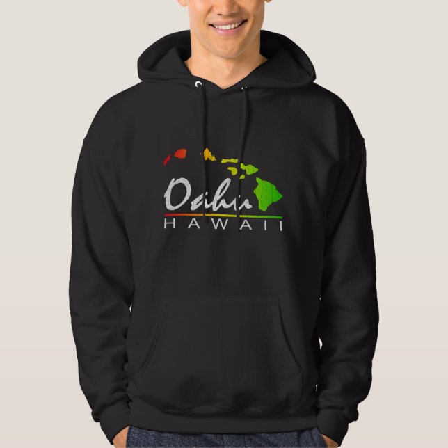 OAHU Hawaii (Distressed Design) Hoodie (Front)