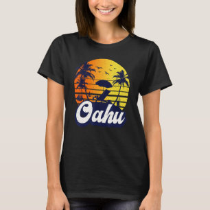 Oahu Hawaii Hawaiian Sunset Beach Retro T-Shirt