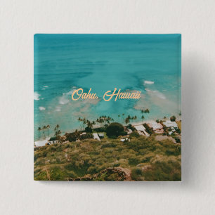 Oahu Hawaii Island Travel Souvenir 15 Cm Square Badge