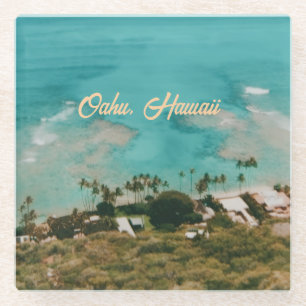 Oahu Hawaii Island Travel Souvenir Glass Coaster