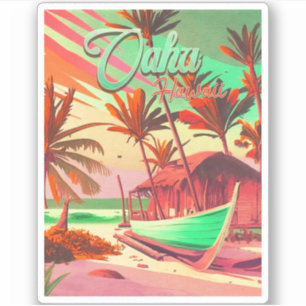 Oahu Hawaii island tropical sunset palm tree 1960s