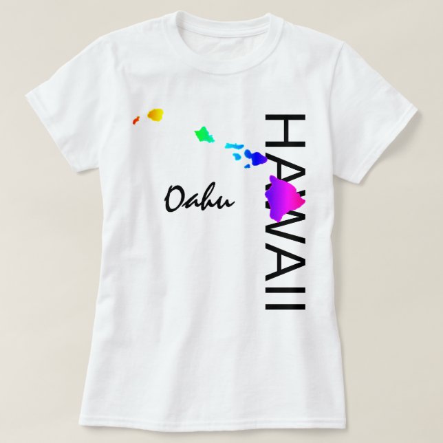 OAHU - HAWAII ISLANDS NEON RAINBOW T-Shirt (Design Front)