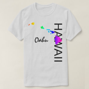 OAHU - HAWAII ISLANDS NEON RAINBOW T-Shirt
