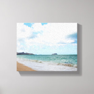 Oahu Hawaii Ocean Waves & Beach Canvas Print