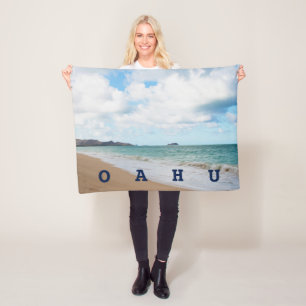 Oahu Hawaii Ocean Waves & Beach Fleece Blanket