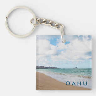 Oahu Hawaii Ocean Waves & Beach Key Ring