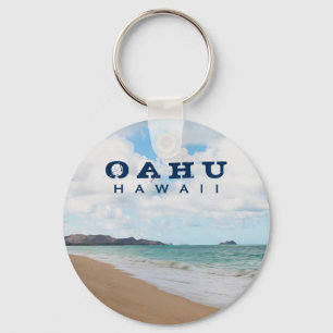 Oahu Hawaii Ocean Waves & Beach Key Ring