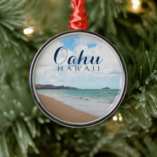 Oahu Hawaii Ocean Waves & Beach Metal Tree Decoration (Tree)