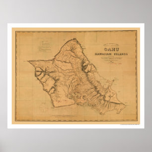 Oahu Hawaii Railroad Map 1881 Poster