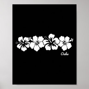 Oahu Hawaii Souvenir Hibiscus Flower Vacation Hawa Poster