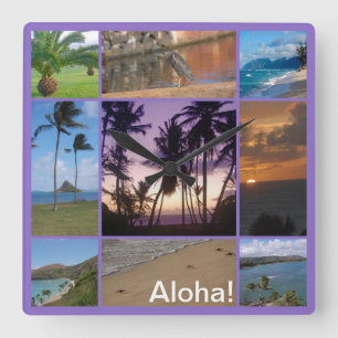 Oahu, Hawaii Square Wall Clock