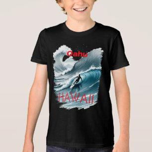 Oahu Hawaii Surfing Wave Tri-Blend Shirt
