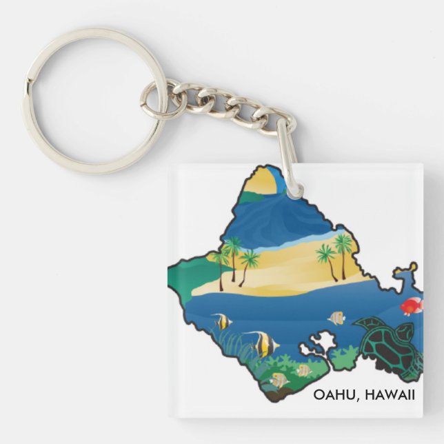 Oahu Hawaii Turtle Key Ring (Front)