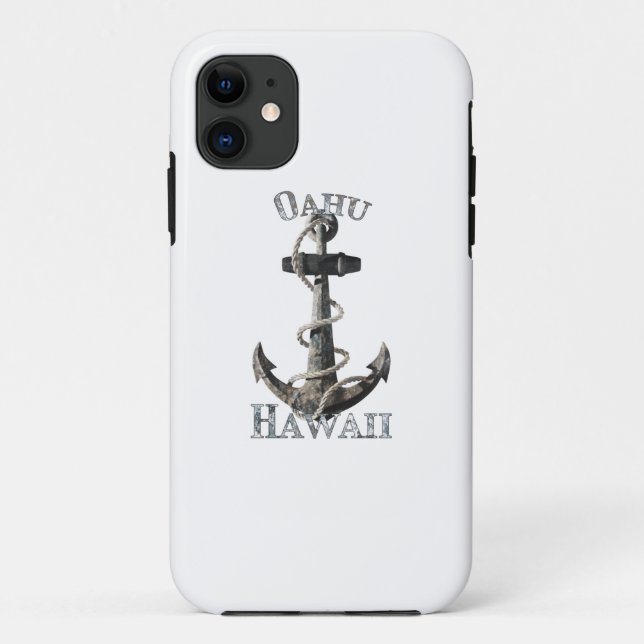 Oahu Hawaii Vacation Nautical Anchor Sailing Case-Mate iPhone Case (Back)