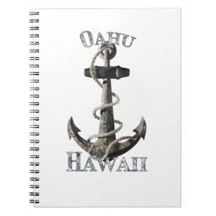 Oahu Hawaii Vacation Nautical Anchor Sailing Notebook