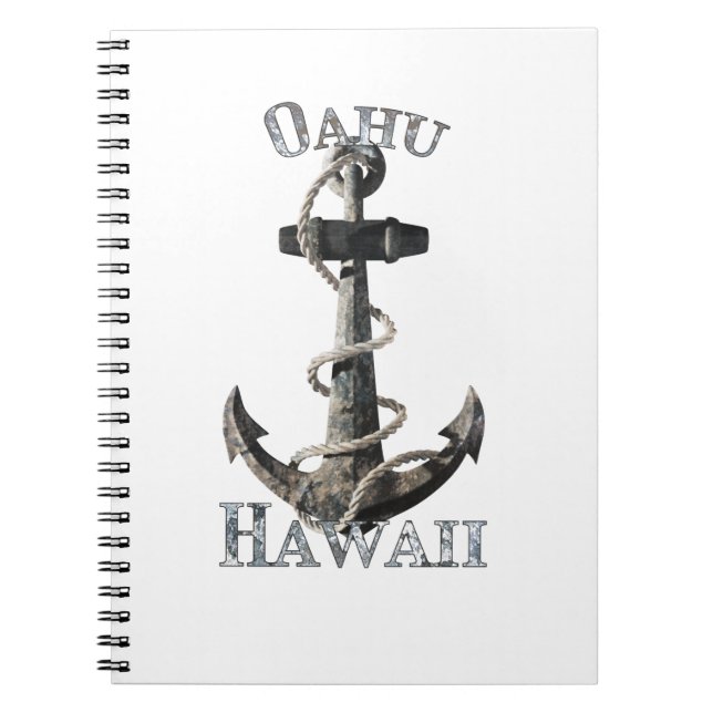 Oahu Hawaii Vacation Nautical Anchor Sailing Notebook (Front)