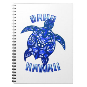 Oahu Hawaii Vacation Tribal Turtle Notebook