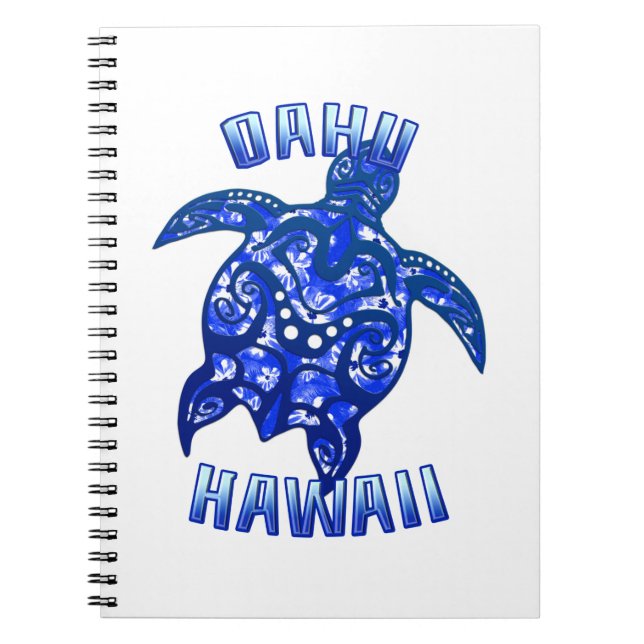 Oahu Hawaii Vacation Tribal Turtle Notebook (Front)