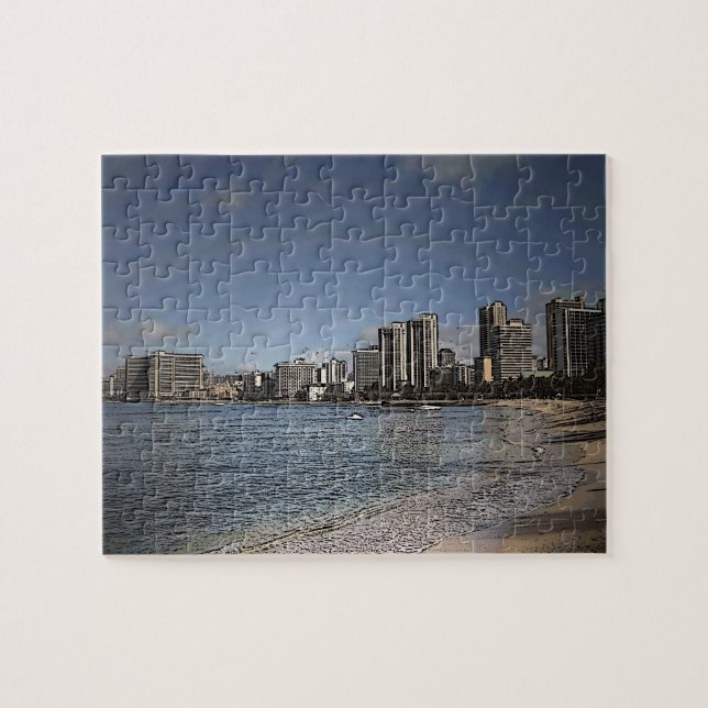 Oahu Hawaii Waikiki beach scene puzzle (Horizontal)