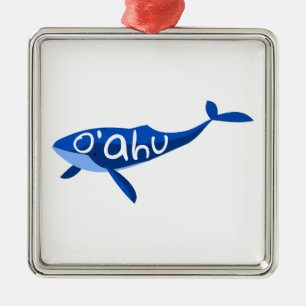 O'ahu Hawaii Whale Metal Tree Decoration