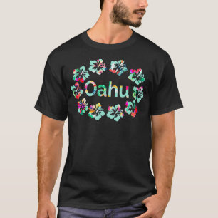Oahu Hawaiian Islands Hawaii Surf Hibiscus Flower T-Shirt
