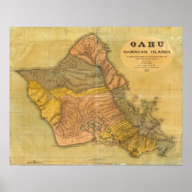 Oahu, Hawaiian Islands Poster (Front)