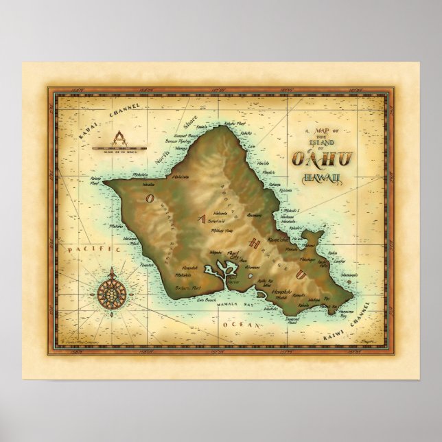 Oahu Island of Hawaii Poster (Front)