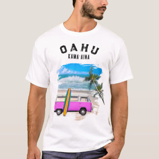 Oahu Kamaʻaina Pink Vintage Van Hawaii Resident T-Shirt