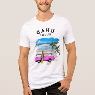 Oahu Kamaʻaina Pink Vintage Van Surfboard New Tri-Blend Shirt