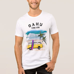 Oahu Kamaʻaina Yellow Vintage Van Surfboard Tri-Blend Shirt