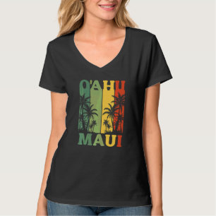 Oahu Maui Hawaiian Retro Hawaii Island Palm Beach T-Shirt