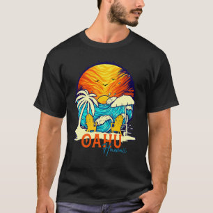 Oahu Sunset Beach Hawaiian Vacation Couples Family T-Shirt