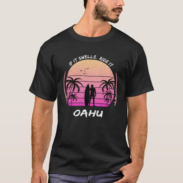Oahu Surf Sea Palms Beach Hawaii Waikiki Maui Souv T-Shirt (Front)