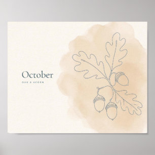 Oak & Acorn Botanical Art Print   October