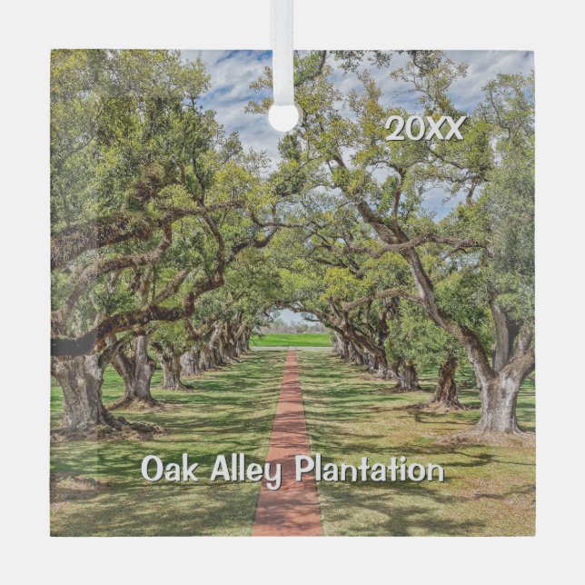 Oak Alley Plantation, Southern Live Oak Trees Glass Tree Decoration (Front)
