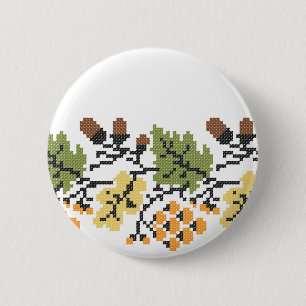Oak autumnal background 6 cm round badge