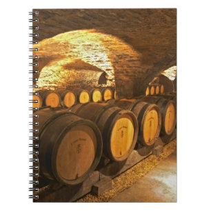 Oak barrles in the cellar at Domaine Comte Notebook