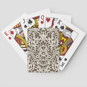 Oak branches and leaves, damask pattern in brown a playing cards