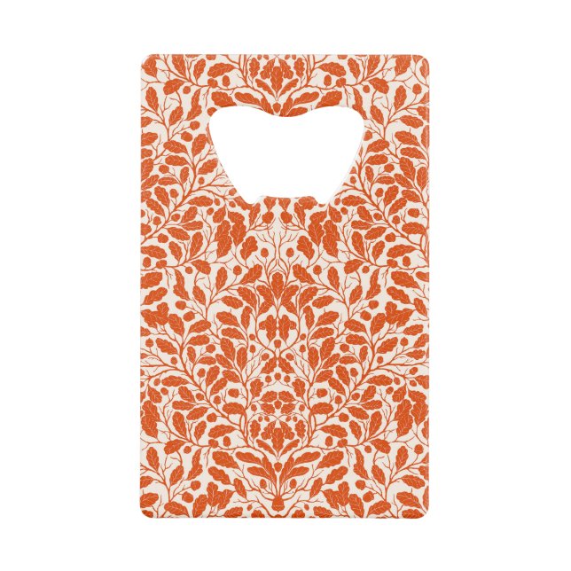 Oak branches and leaves, damask pattern in dark or (Front)