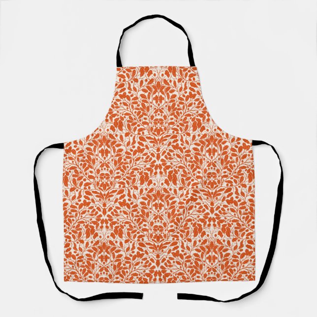 Oak branches and leaves, damask pattern in dark or apron (Front)