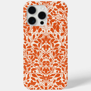 Oak branches and leaves, damask pattern in dark or iPhone 15 pro max case